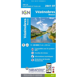 Carte de randonnée TOP 25- 2841OT - Vézénobres / Moussac
