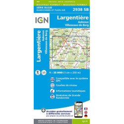 Carte de randonnée TOP 25-2938SB - Largentière / Aubenas / Villeneuve-de-Berg