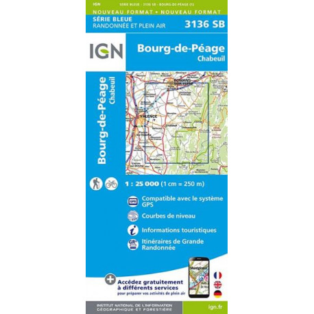 Carte de randonnée TOP 25- 3136SB - Bourg-de-Péage/Chabeuil