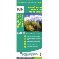 Carte IGN TOP 75 Beaufortain Massif du Mont blanc