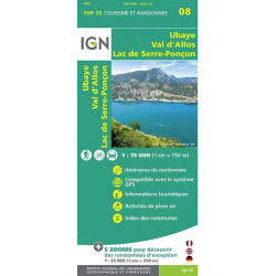 Carte IGN TOP 75 Ubaye / Val d'Allos / Lac de Serre-Ponçon