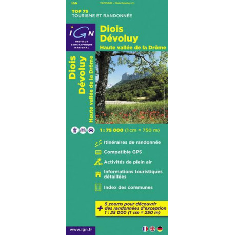 Carte IGN TOP 75 Diois / Dévoluy / Haute Vallée de la Drôme