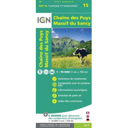 Carte IGN TOP 75 Chaîne des Puys / Massif du Sancy