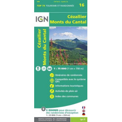 Carte IGN TOP 75 Cezallier / Monts du Cantal