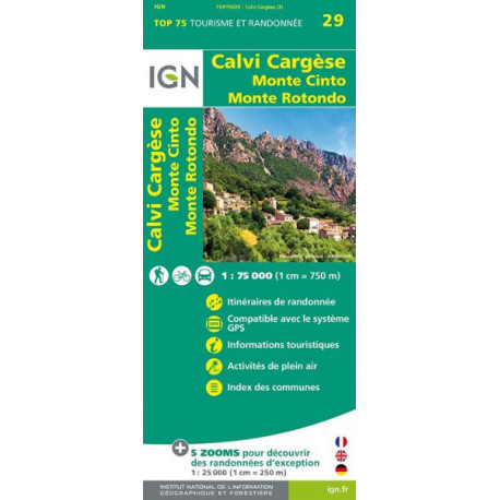 Carte IGN TOP 75 Calvi / Cargèse / Monte Cinto / Monte Rotondo