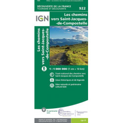 Carte IGN - 922 - Les Chemins vers Saint-Jacques-de-Compostelle 1 : 1 000 000