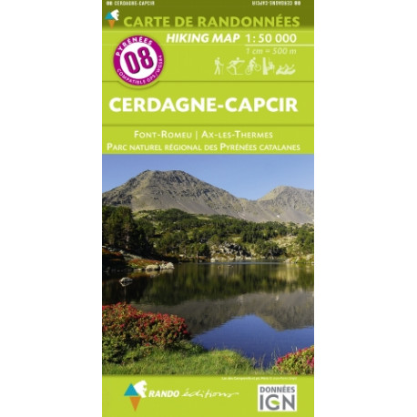 CARTE DE RANDONNEE PYRENEES N°8 CERDAGNE-CAPCIR Font-Romeu Ax-les-Thermes