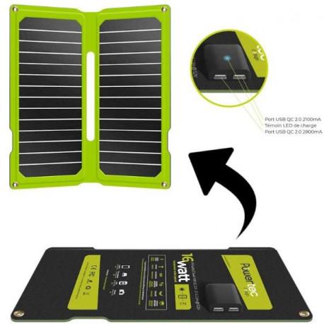 Powertec Panneau Solaire PT FLAP 16W.