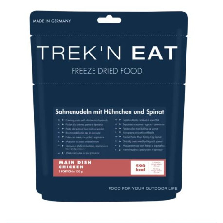 Trek'n Eat poulet à la crème, pâtes et épinards.