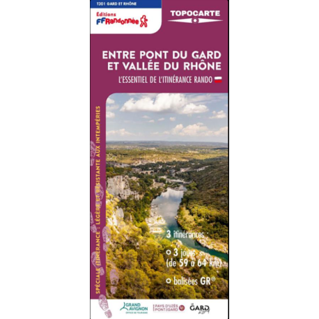 Topocarte FFR Entre pont du Gard et vallée du rhône T301 Topocarte FFR Entre pont du Gard et vallée du rhône T301