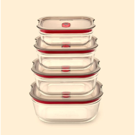 Black + Blum Glass Food Boxes Set x4.