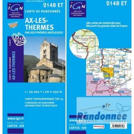 Carte de randonnée TOP25 IGN 2148ET AX LES THERMES PNR des Pyréénées Ariégeoise
