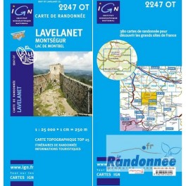 Carte de randonnée TOP25 IGN 2247OT LAVELANET Montségur