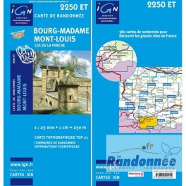 Carte de randonnée TOP25 IGN 225OET BOURG-MADAME.MONT-LOUIS