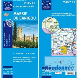 Carte de randonnée TOP25 IGN 2349ET MASSIF DU CANIGOU