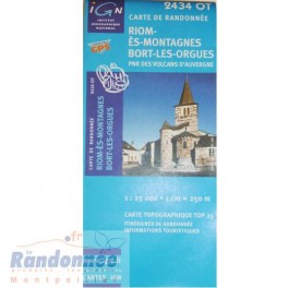 Carte de randonnée TOP25 IGN 2434OT RIOM-ES-MONTAGNES