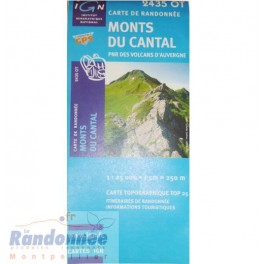 Carte de randonnée TOP25 IGN 2435OT MONTS DU CANTAL PNR des Volcans d'Auvergne