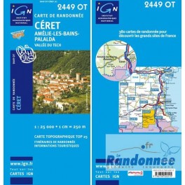 Carte de randonnée TOP25 IGN 2449OT CERET Amélie-Les-Bains