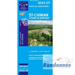 Carte de randonnée  TOP25 IGN 2545OT ST-CHINIAN L'ETANG DE MONTADY