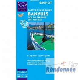 Carte de randonnée TOP25 IGN 2549OT BANYULS COL DU PERTHUS