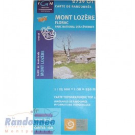 Carte de randonnée TOP25 IGN 2739OT MONT LOZERE