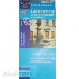 Carte de randonnée TOP25 IGN 2838OT LARGENTIERES