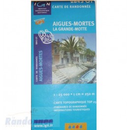 Carte de randonnée TOP25 IGN 2843OT AIGUES-MORTES La Grande-Motte