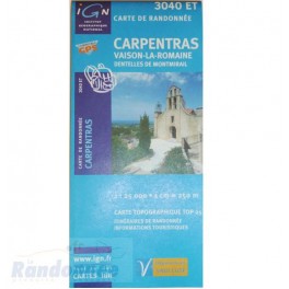 Carte de randonnée TOP25 IGN 3040ET CARPENTRAS Vaison-la-Romaine