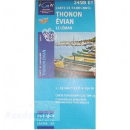 Carte de randonnée TOP25 IGN 3428ET THONON EVIAN