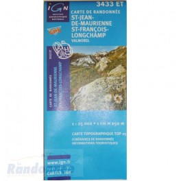 Carte de randonnée TOP25 IGN 3433ET ST-JEAN-DE-MAURIENNE Valmorel