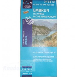 Carte de randonnée TOP25 IGN 3438ET EMBRUNS Les Orres