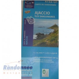 Carte de randonnée TOP25 IGN 4153OT AJACCIO Îles Sanguinaires