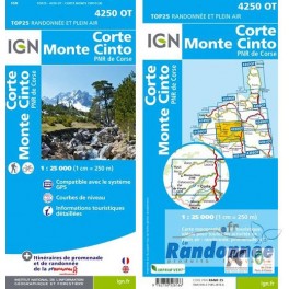 Carte de randonnée TOP25 IGN 4250OT CORTE MONTE CINTO