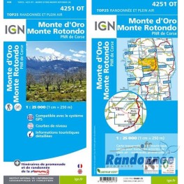 Carte de randonnée TOP25 IGN 4251OT MONTE D'ORO MONTE ROTONDO