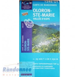 Carte de randonnée TOP25 IGN 1546OT OLORON-STE-MARIE Vallée d'Aspe